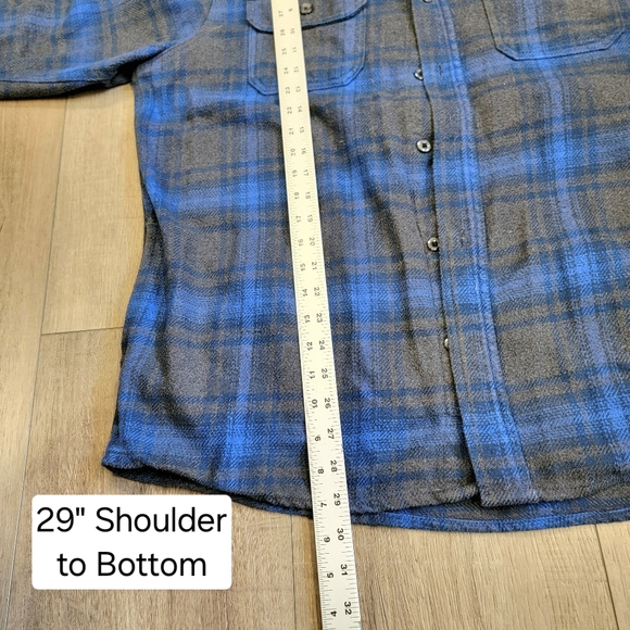 Orvis Big Bear Brushed Flannel Men's XL Electric Blue Gray Plaid Shacket Unisex - Picture 7 of 8